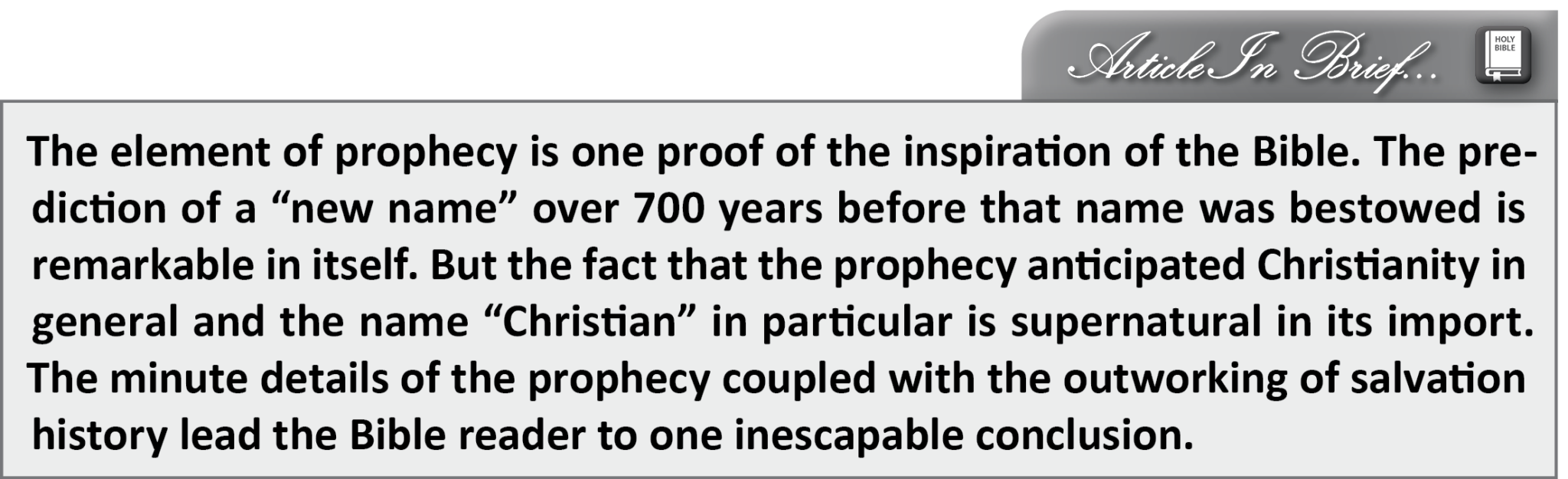 The Name “Christian” and Bible Inspiration (Part II) Beattie Road